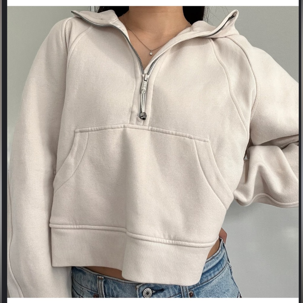 lululemon athletica Cream Scuba Half-Zip Hoodie